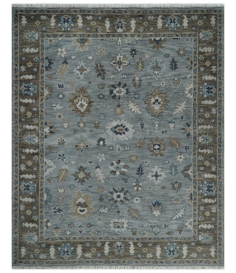 Custom Made Traditional Gray and Brown Multi Size Antique Style Hand knotted Wool Area Rug - The Rug Decor