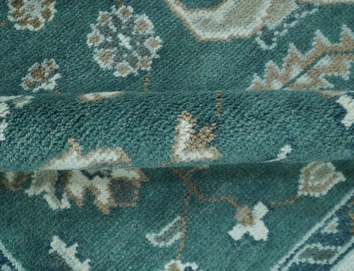 Custom Made Traditional Mamluk Design Teal, Ivory and Brown Hand Knotted wool Area Rug - The Rug Decor