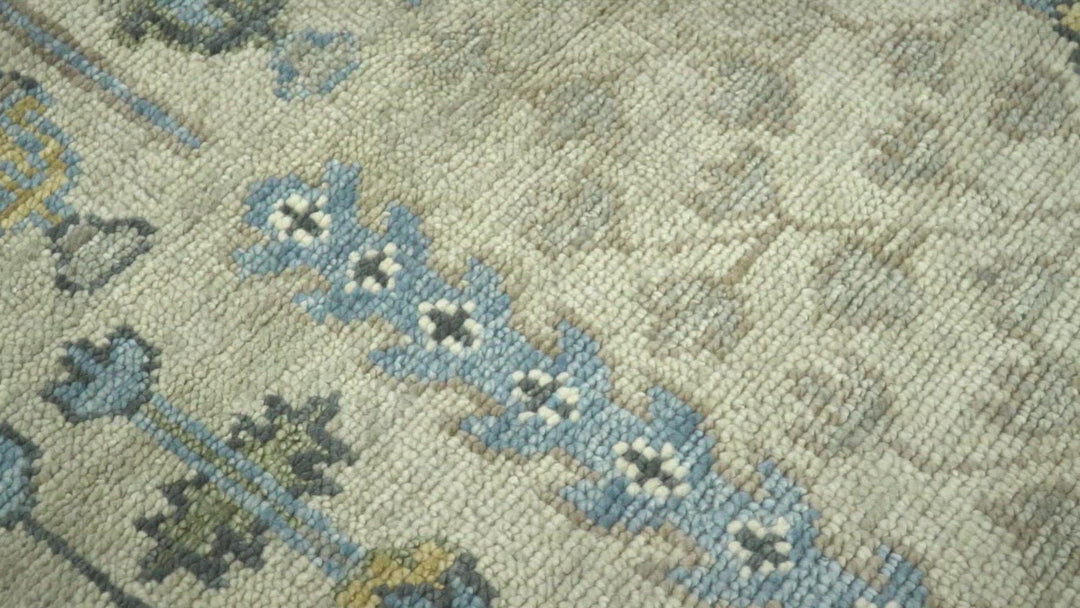 Tree of life Beige and Blue Traditional Hand Knotted Multi Size Wool Area Rug
