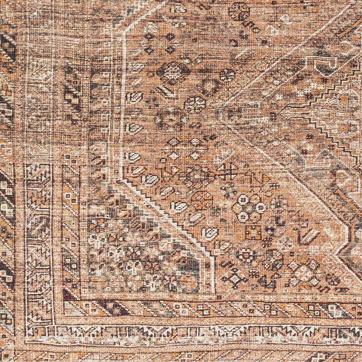 Dark Peach, Ivory and Charcoal Transitional Washable Area Rug - The Rug Decor
