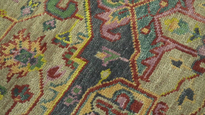 Antique Moss Green and Pink Traditional Multi Size Wool Area Rug