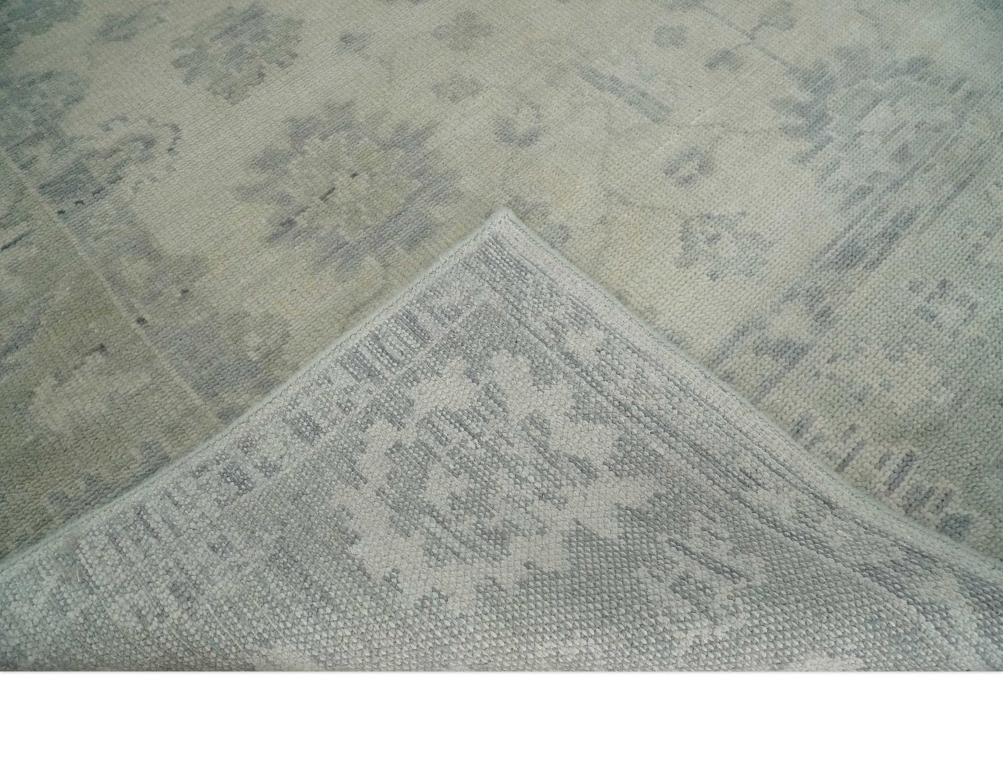 Earthy 8x10 Beige and Light Green Hand knotted Traditional Oushak wool Area Rug - The Rug Decor