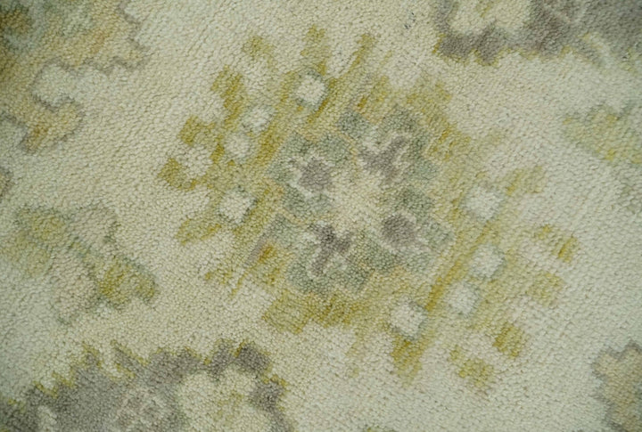 Earthy Ivory and Olive 9x12 Traditional Antique Finish Hand knotted Wool Area Rug - The Rug Decor