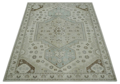 Earthy Ivory, Brown and Gray Hand knotted 8x10 Traditional wool Area Rug - The Rug Decor