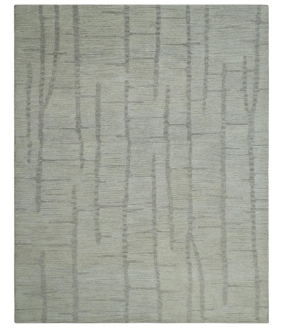 Earthy Modern Stripes Design Custom Made Ivory, Silver and Gray Hand Tufted Rug - The Rug Decor
