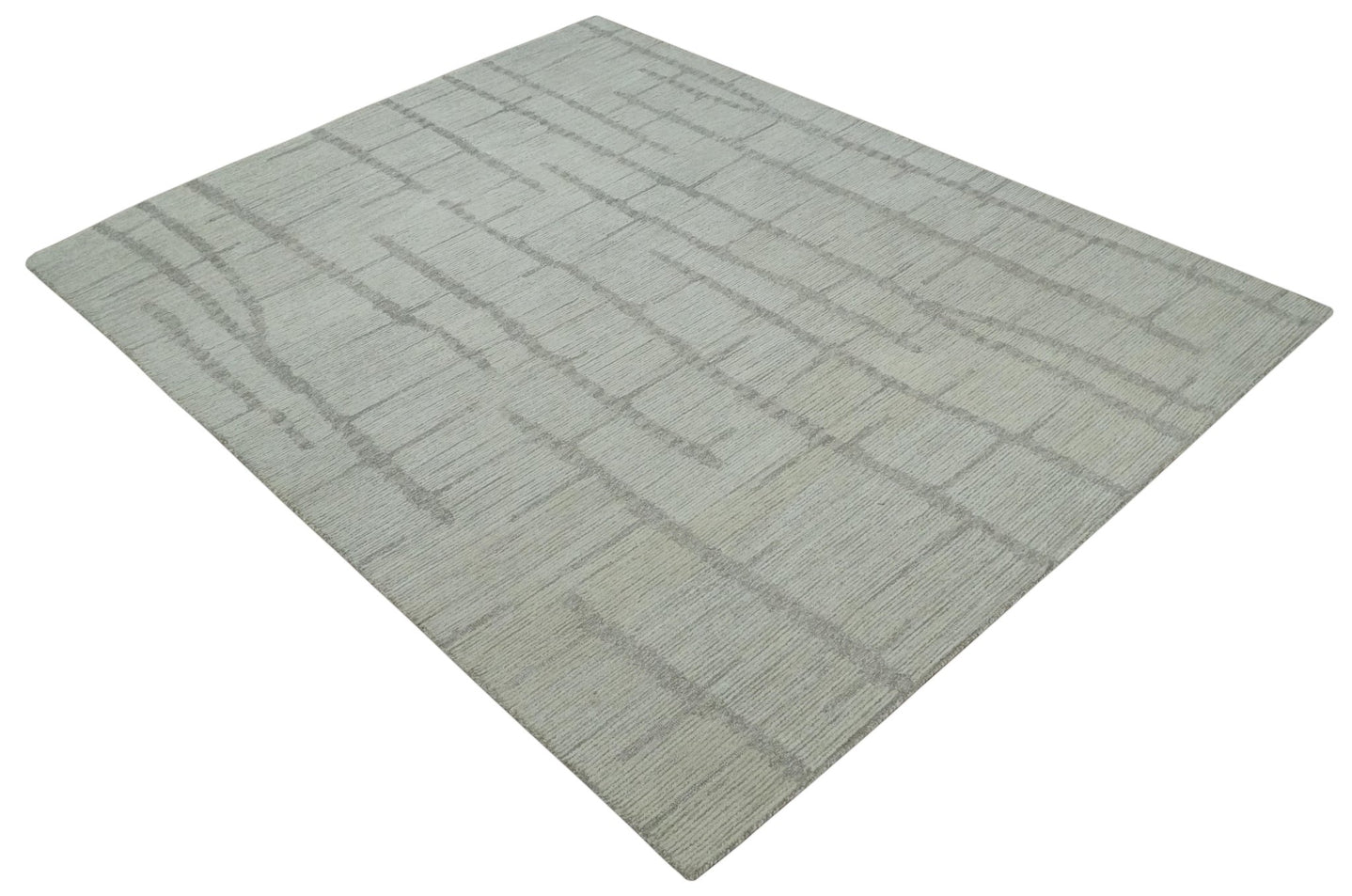 Earthy Modern Stripes Design Custom Made Ivory, Silver and Gray Hand Tufted Rug - The Rug Decor