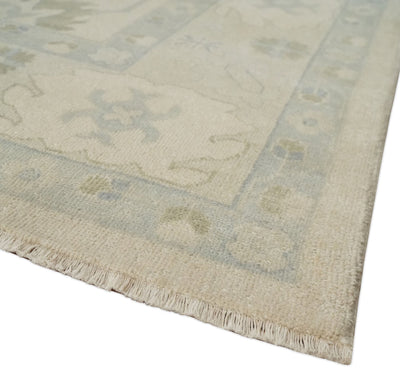 Earthy Neutral 9x12 Hand Knotted Beige and Silver Traditional Wool Area Rug, Kids, Living Room and Bedroom Rug | AC43912 - The Rug Decor
