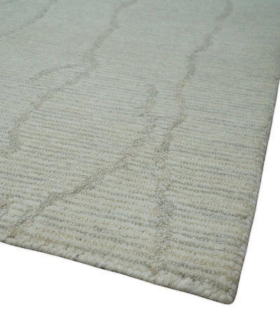 Earthy Neutral Custom Made Hand Tufted Multi Size Woolen Modern Ivory and Beige Area Rug - The Rug Decor
