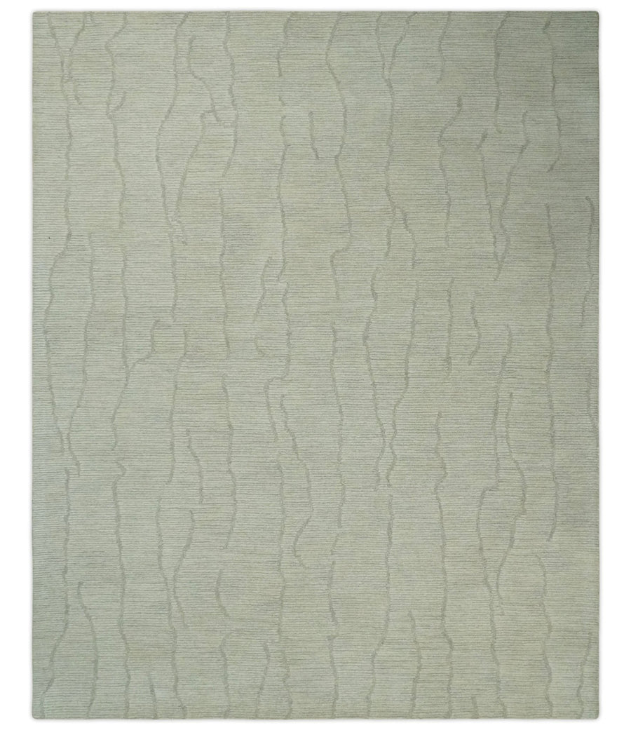 Earthy Neutral Custom Made Hand Tufted Multi Size Woolen Modern Ivory and Beige Area Rug - The Rug Decor