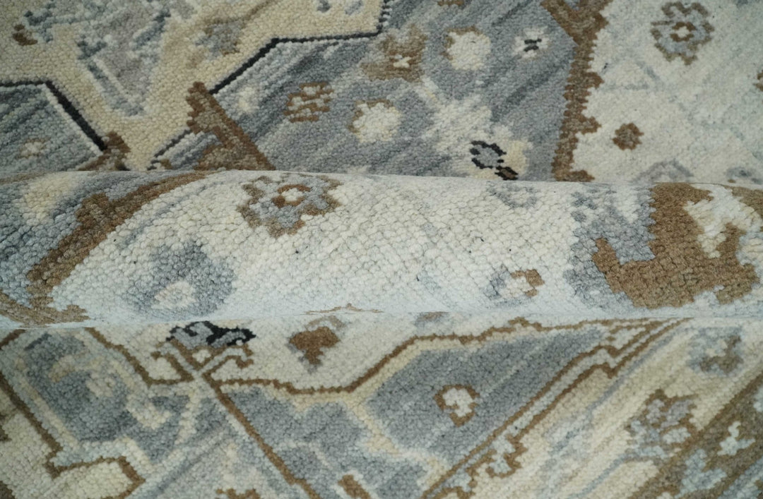 Earthy Neutral Custom Made Ivory, Beige and Silver Traditional Hand Knotted Wool Area Rug - The Rug Decor