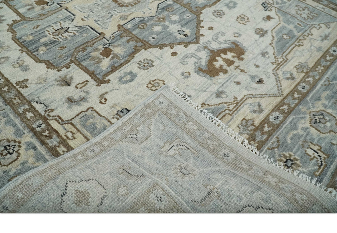 Earthy Neutral Custom Made Ivory, Beige and Silver Traditional Hand Knotted Wool Area Rug - The Rug Decor
