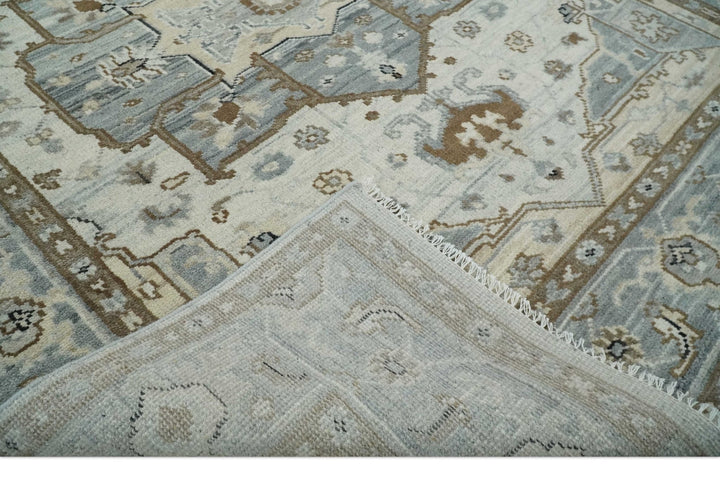 Earthy Neutral Custom Made Ivory, Beige and Silver Traditional Hand Knotted Wool Area Rug - The Rug Decor