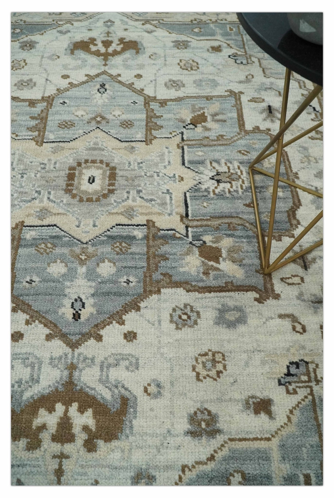 Earthy Neutral Custom Made Ivory, Beige and Silver Traditional Hand Knotted Wool Area Rug - The Rug Decor