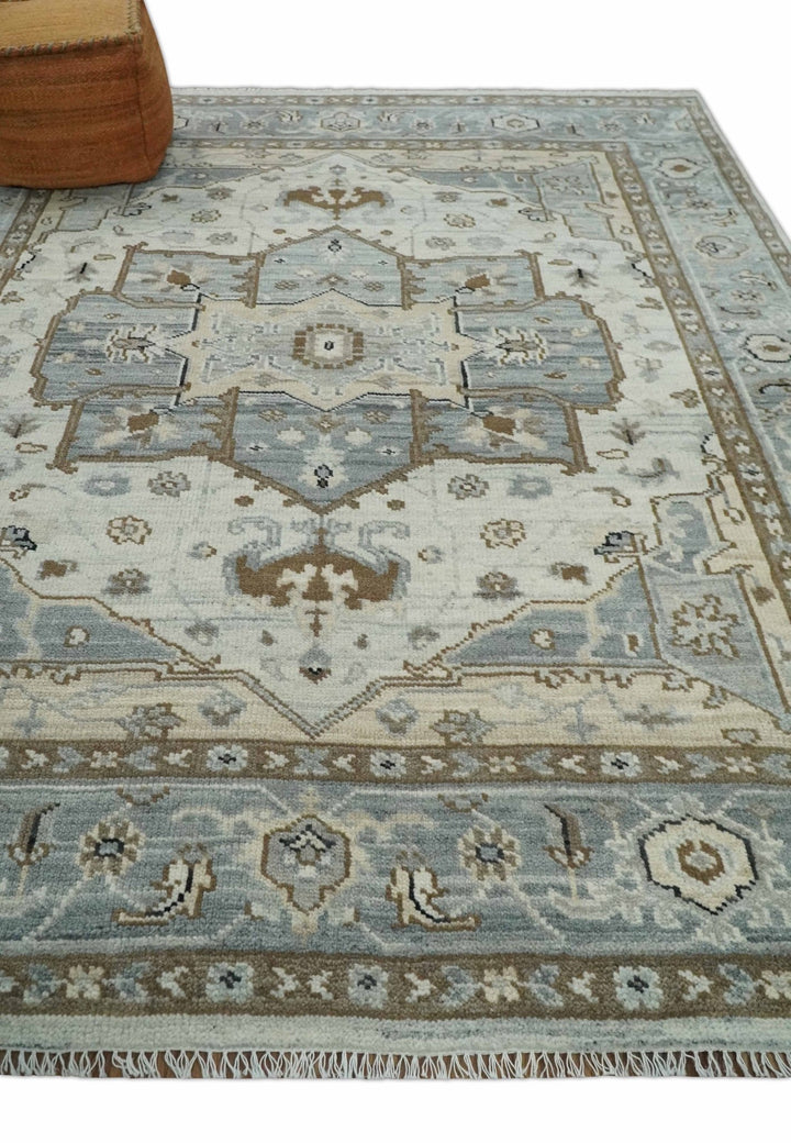 Earthy Neutral Custom Made Ivory, Beige and Silver Traditional Hand Knotted Wool Area Rug - The Rug Decor