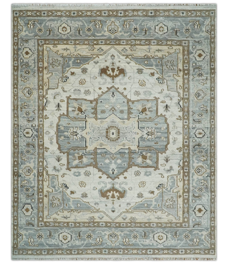 Earthy Neutral Custom Made Ivory, Beige and Silver Traditional Hand Knotted Wool Area Rug - The Rug Decor