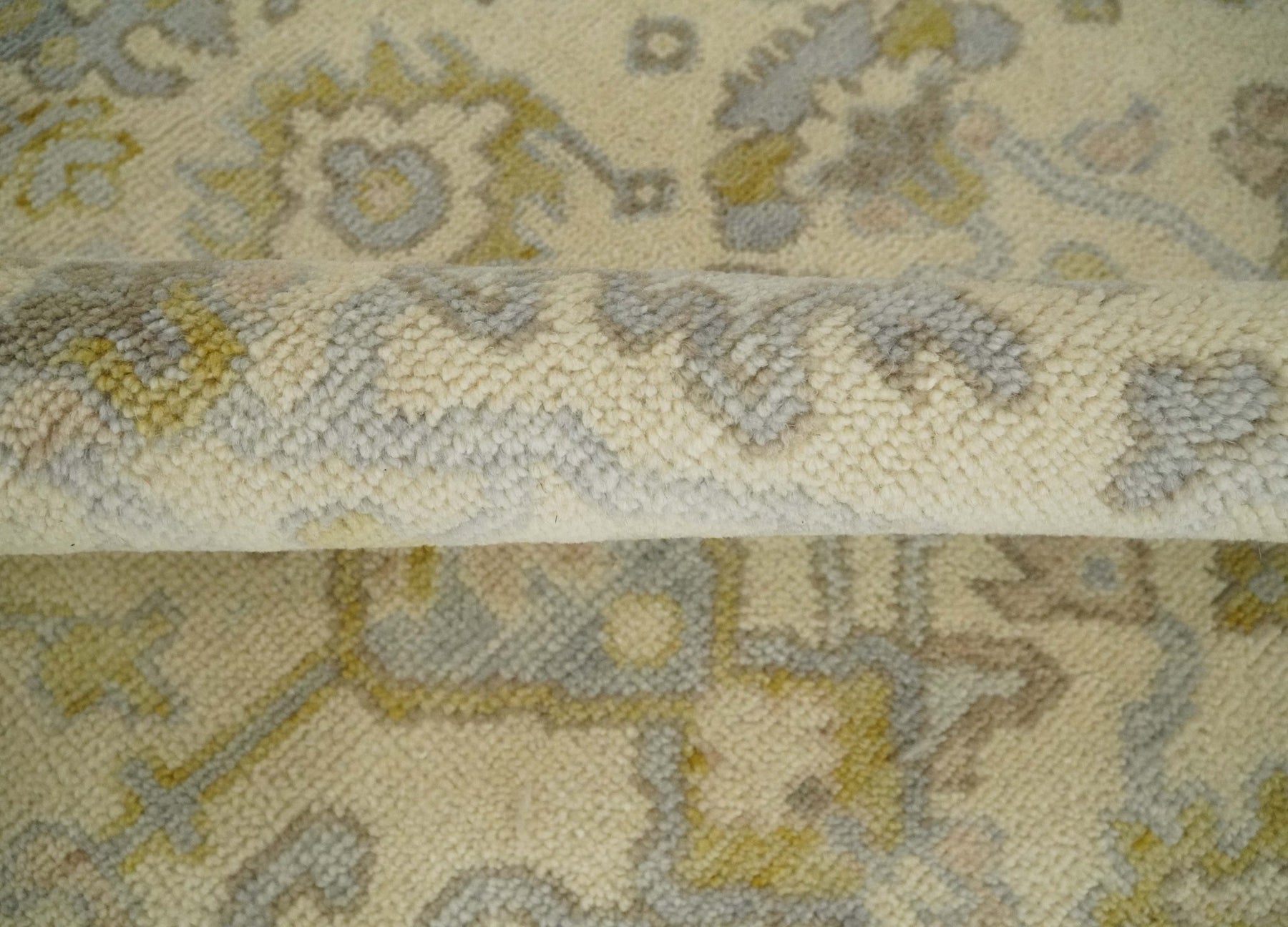 Earthy Neutral Traditional Beige and Silver Antique Style Hand knotted ...