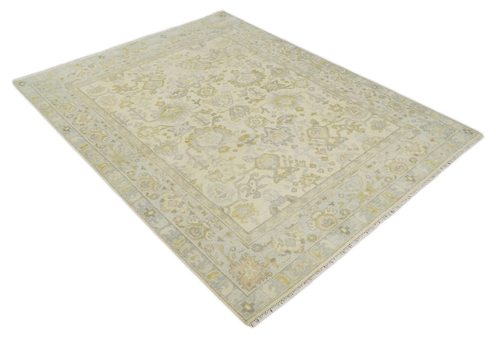 Earthy Neutral Traditional Beige and Silver Antique Style Hand knotted Wool Area Rug, Kids, Living Room and Bedroom Rug - The Rug Decor