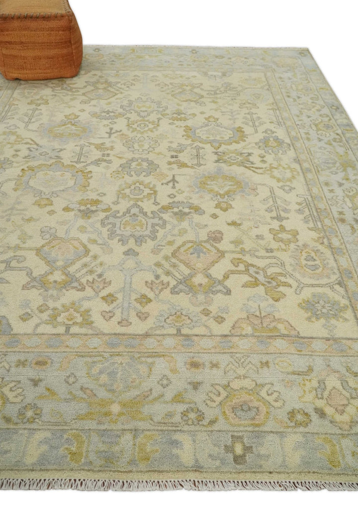 Earthy Neutral Traditional Beige and Silver Antique Style Hand knotted Wool Area Rug, Kids, Living Room and Bedroom Rug - The Rug Decor