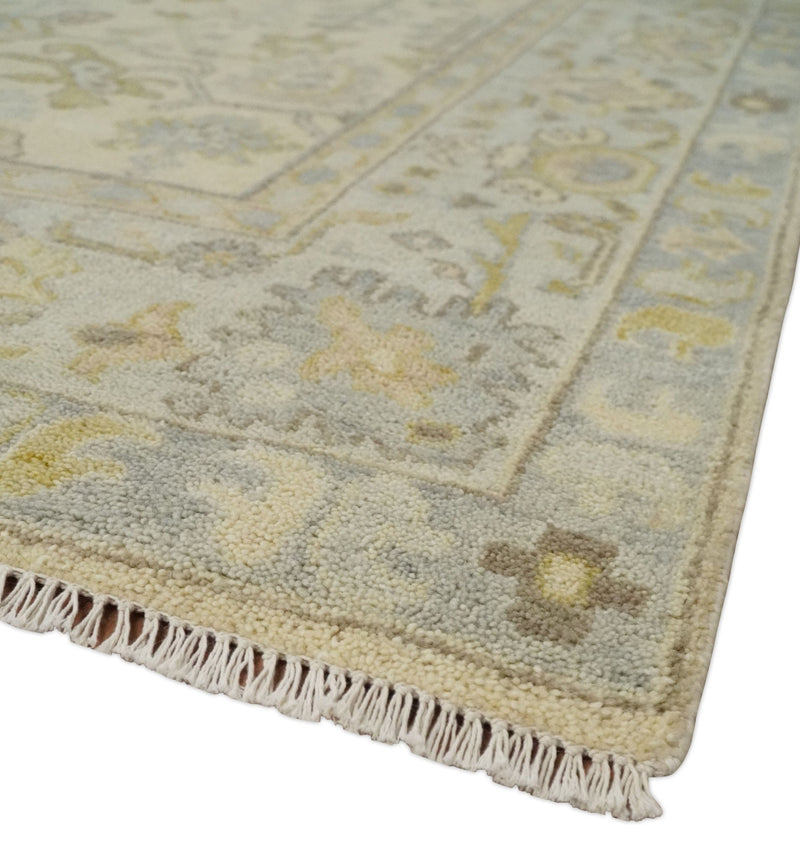Earthy Neutral Traditional Beige and Silver Antique Style Hand knotted Wool Area Rug, Kids, Living Room and Bedroom Rug - The Rug Decor