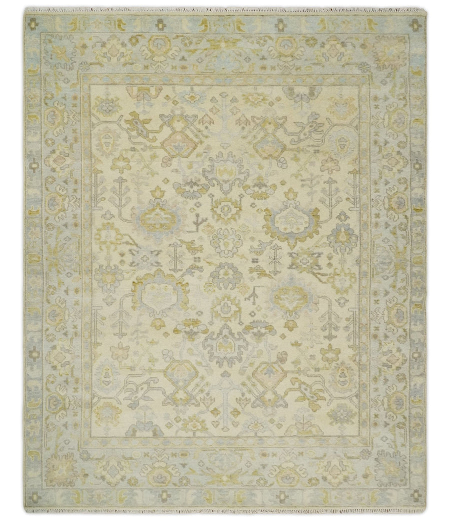 Earthy Neutral Traditional Beige and Silver Antique Style Hand knotted Wool Area Rug, Kids, Living Room and Bedroom Rug - The Rug Decor