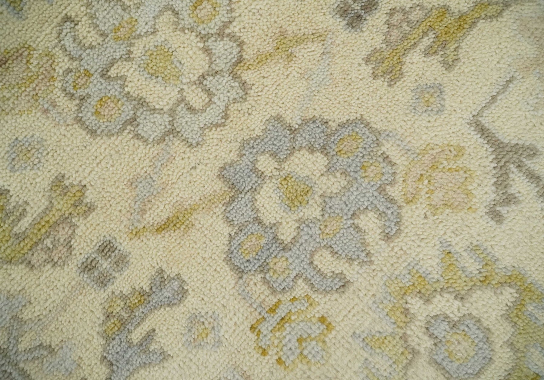 Earthy Neutral Traditional Beige and Silver Antique Style Hand knotted ...