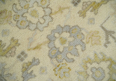 Earthy Neutral Traditional Beige and Silver Antique Style Hand knotted ...