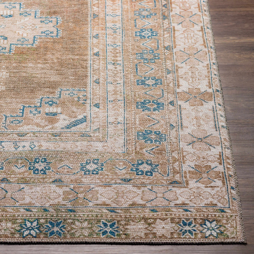 Earthy Turkish Design Dusty Sage And Cream Machine-Washable Rug - The Rug Decor