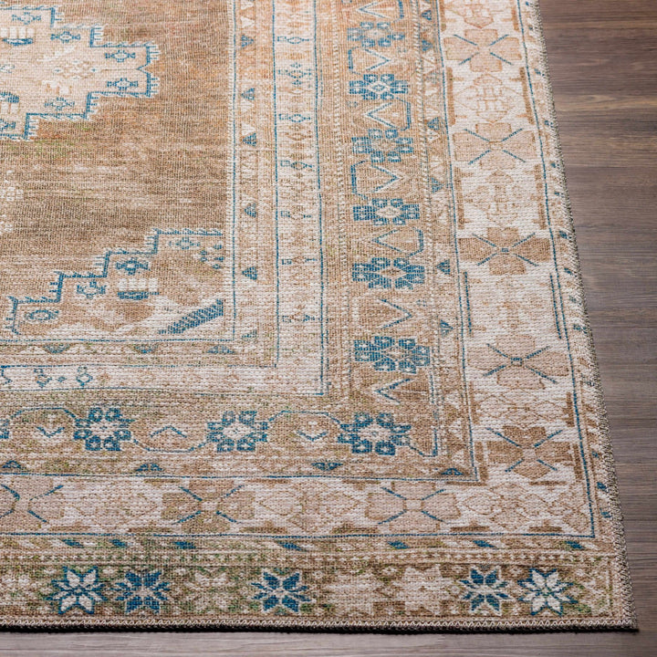 Earthy Turkish Design Dusty Sage And Cream Machine-Washable Rug - The Rug Decor