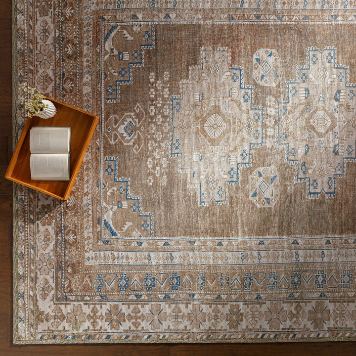 Earthy Turkish Design Dusty Sage And Cream Machine-Washable Rug - The Rug Decor