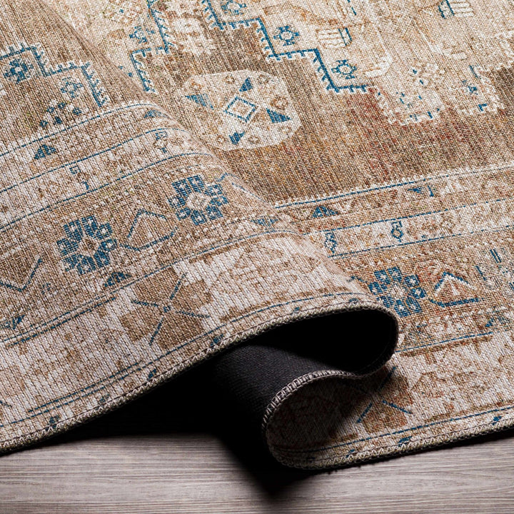 Earthy Turkish Design Dusty Sage And Cream Machine-Washable Rug - The Rug Decor