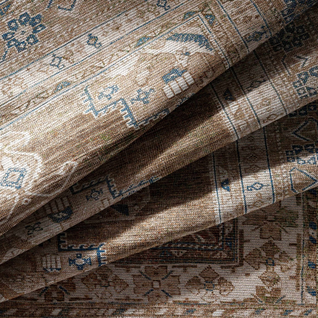 Earthy Turkish Design Dusty Sage And Cream Machine-Washable Rug - The Rug Decor