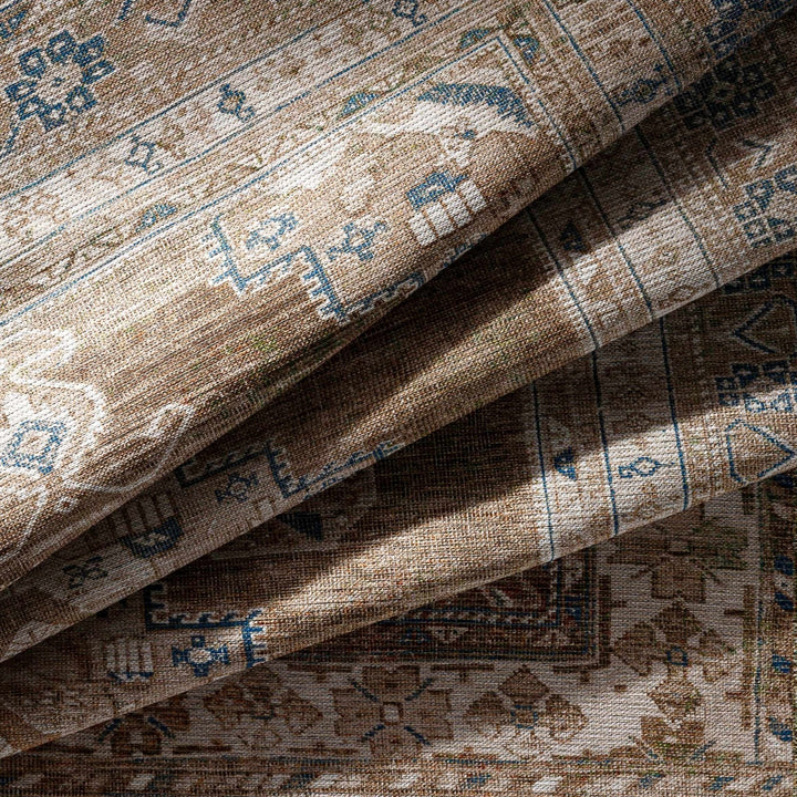 Earthy Turkish Design Dusty Sage And Cream Machine-Washable Rug - The Rug Decor