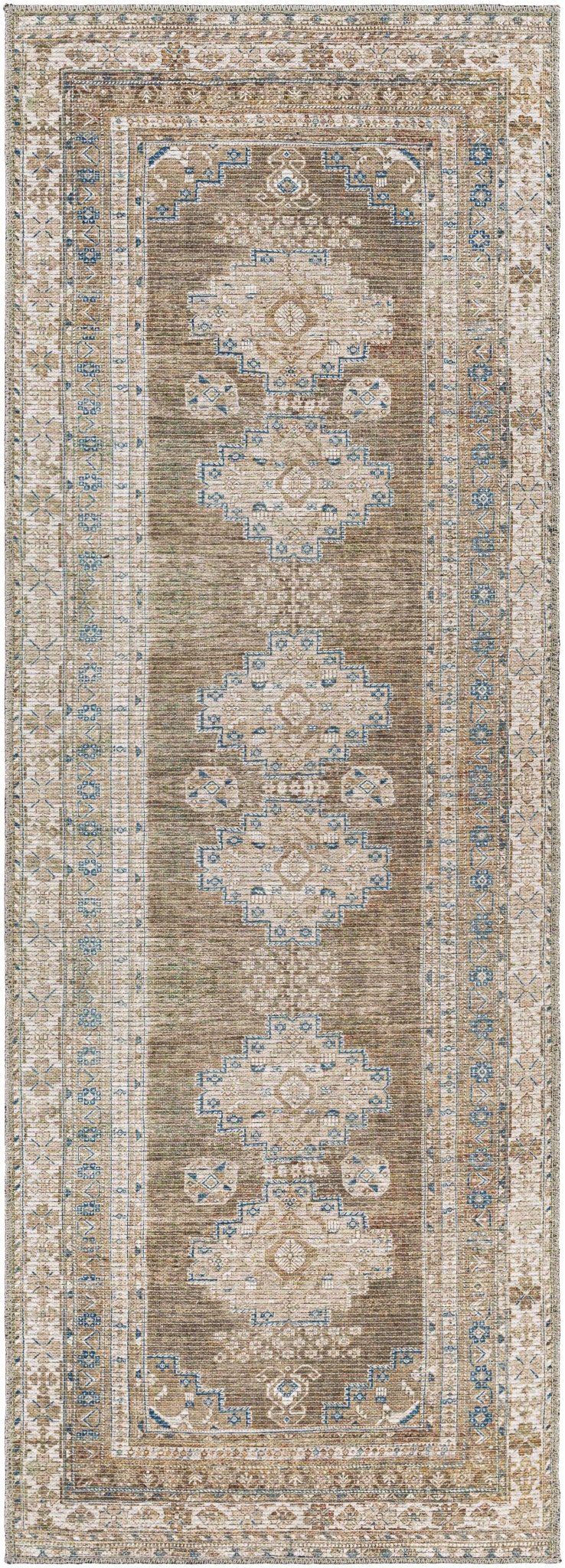 Earthy Turkish Design Dusty Sage And Cream Machine-Washable Rug - The Rug Decor