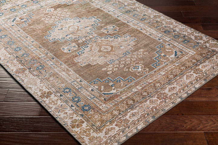 Earthy Turkish Design Dusty Sage And Cream Machine-Washable Rug - The Rug Decor