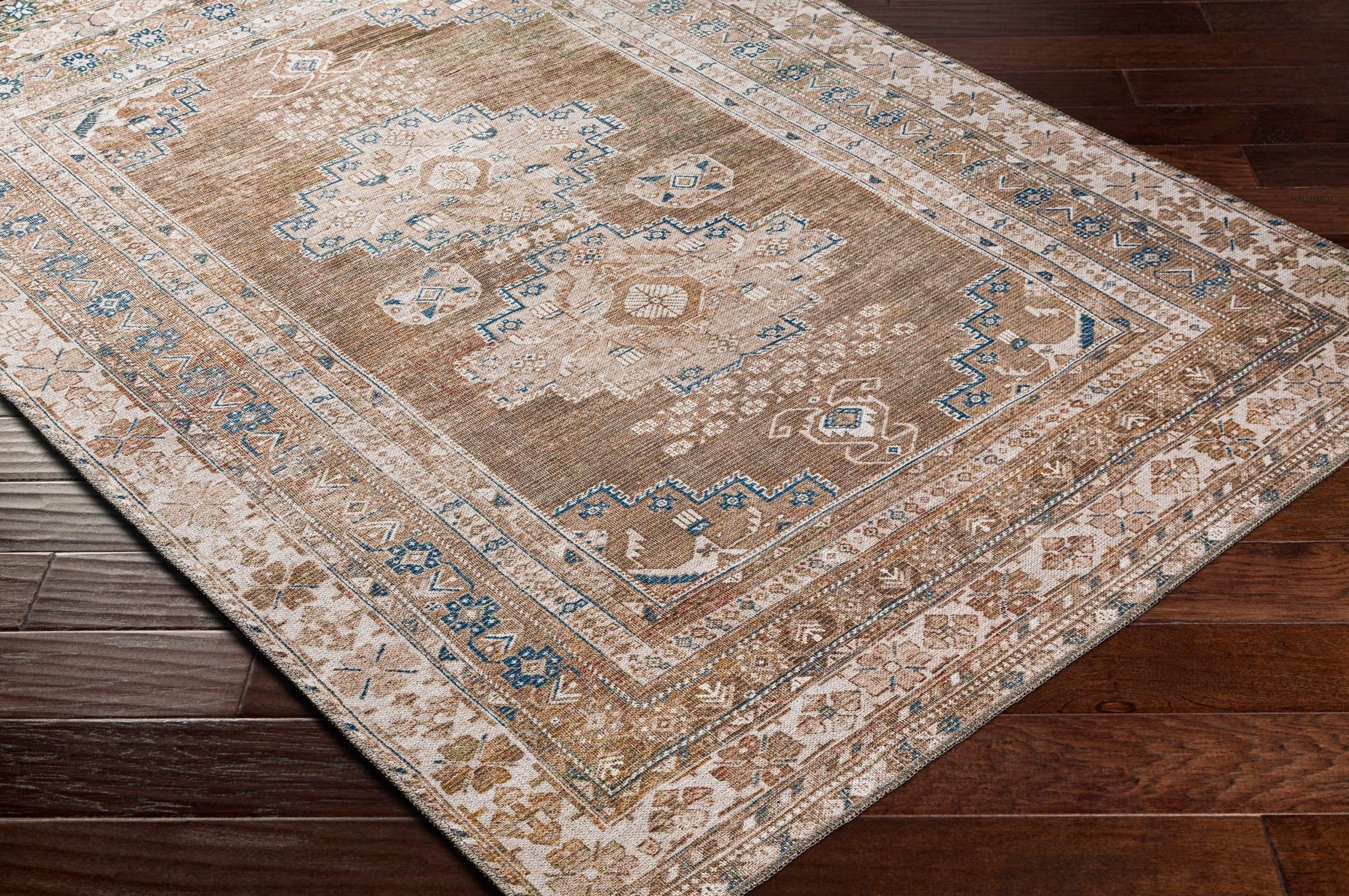 Earthy Turkish Design Dusty Sage And Cream Machine-Washable Rug – The ...