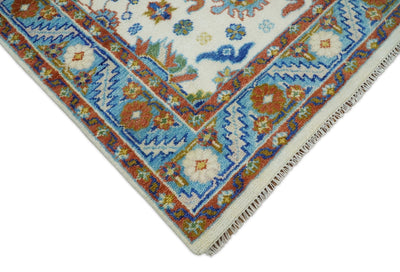 Eclectic 8x10 All Wool Traditional Persian Blue and Ivory Vibrant Colorful Hand knotted Persian Area Rug | TRDCP159810 - The Rug Decor