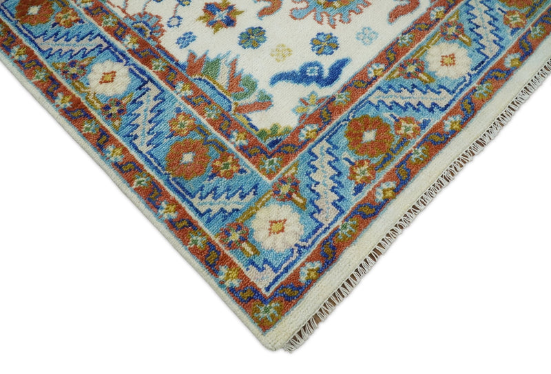 Eclectic 8x10 All Wool Traditional Persian Blue and Ivory Vibrant Colorful Hand knotted Persian Area Rug | TRDCP159810 - The Rug Decor