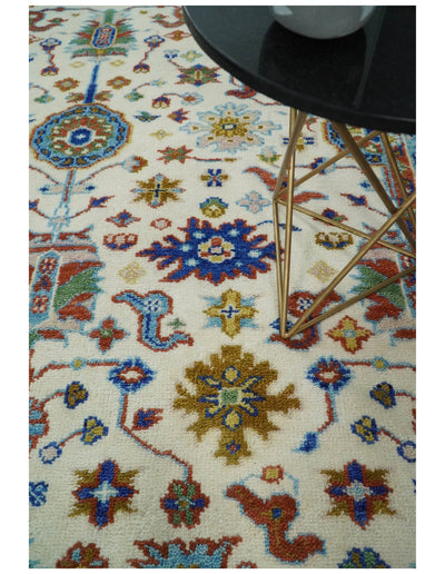 Eclectic 8x10 All Wool Traditional Persian Blue and Ivory Vibrant Colorful Hand knotted Persian Area Rug | TRDCP159810 - The Rug Decor
