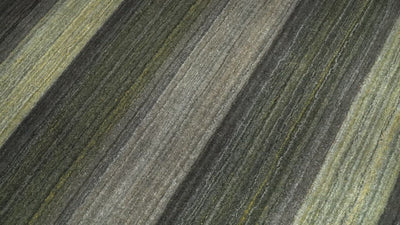 Modern Scandinavian Stripes 5x7 Antique Moss Green and Gray Wool Hand Woven Area Rug | HL20