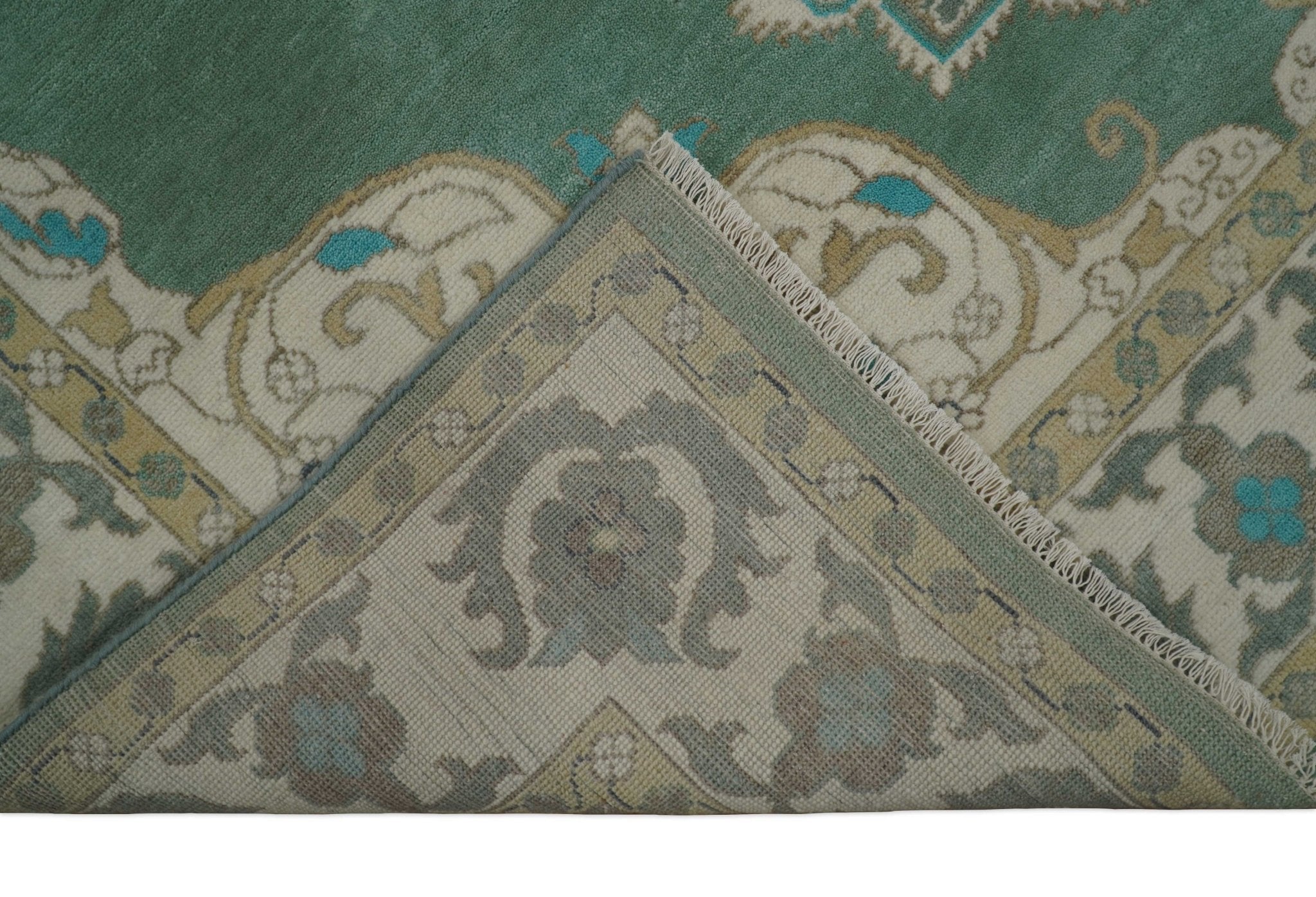 Emerald Green 8x10 Hand Knotted Vintage Persian Medallion
