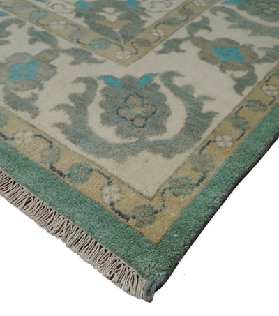 Emerald Green 8x10 Hand Knotted Vintage Persian Medallion Traditional Rug | TRDCP768810 - The Rug Decor