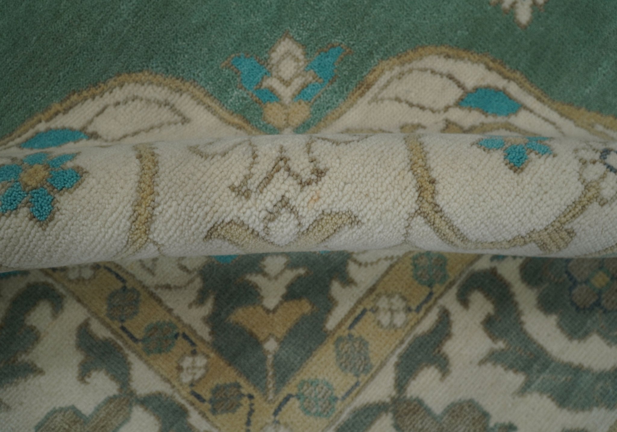 Emerald Green 8x10 Hand Knotted Vintage Persian Medallion