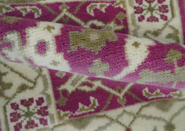 Entryway 2x3 Pink and Ivory Hand Knotted Oriental Oushak Wool Area Rug - The Rug Decor