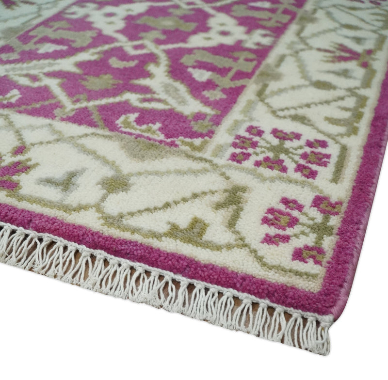Entryway 2x3 Pink and Ivory Hand Knotted Oriental Oushak Wool Area Rug - The Rug Decor