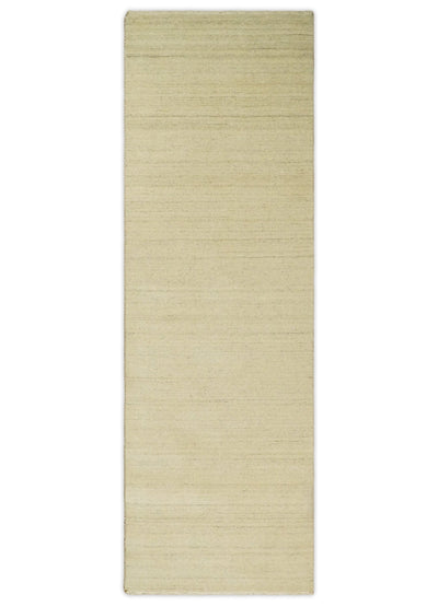 Entryway Hallway Runner Solid Beige Natural Farmhouse Wool Hand Woven Southwestern Rug| LOR1 - The Rug Decor