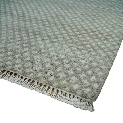 Entryway Rug 2x3 Ivory and Gray Wool Hand Knotted Rug - The Rug Decor