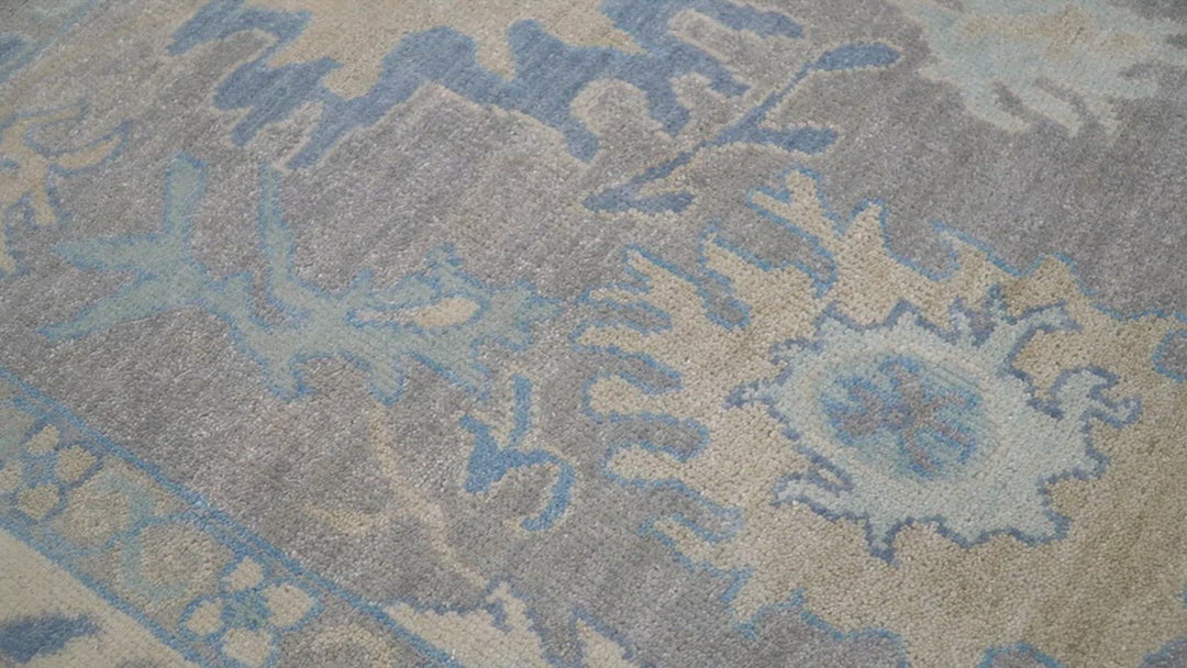 8x10 Hand Knotted Lavender Blue and Beige Traditional Persian Oushak Wool Rug | TRDCP761810