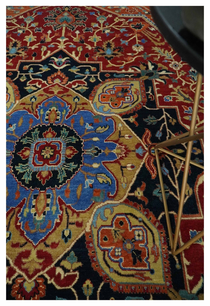 Fine Black, Brown and Rust 8x10 Traditional Hand Knotted wool Area Rug - The Rug Decor