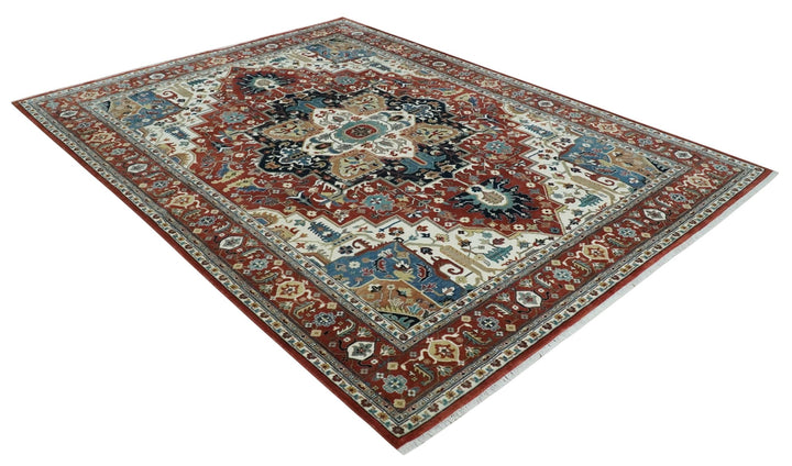 Fine Hand Knotted Brown and Ivory 8x10 and 9x12 Traditional Wool Area Rug - The Rug Decor
