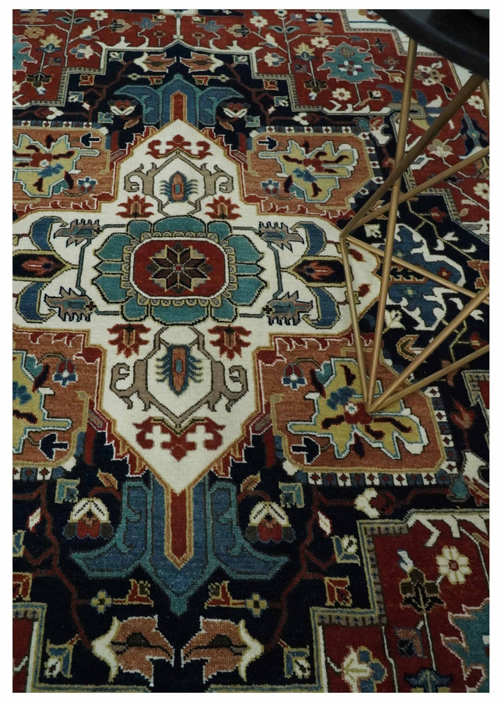 Fine Hand Knotted Brown and Ivory 8x10 and 9x12 Traditional Wool Area Rug - The Rug Decor